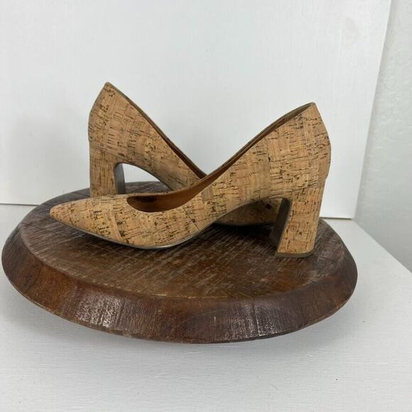 Anne Klein Pumps Women Size 9 Tan Brown Benedette Cork Block Heel Modern - Picture 6 of 12